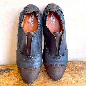 PIKOLINOS Comfort Oxford Loafers Blue Grey Brown Leather Soft Soles Womans Sz 41